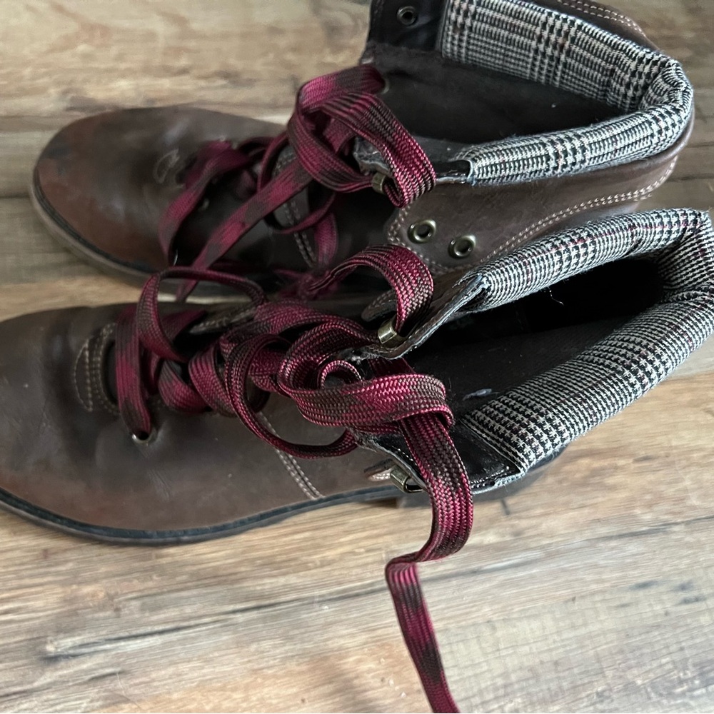 Brown Boots with Red Laces